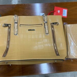 Montana West Tan Tote with Croc-Embossed Design Montana West concealed carry